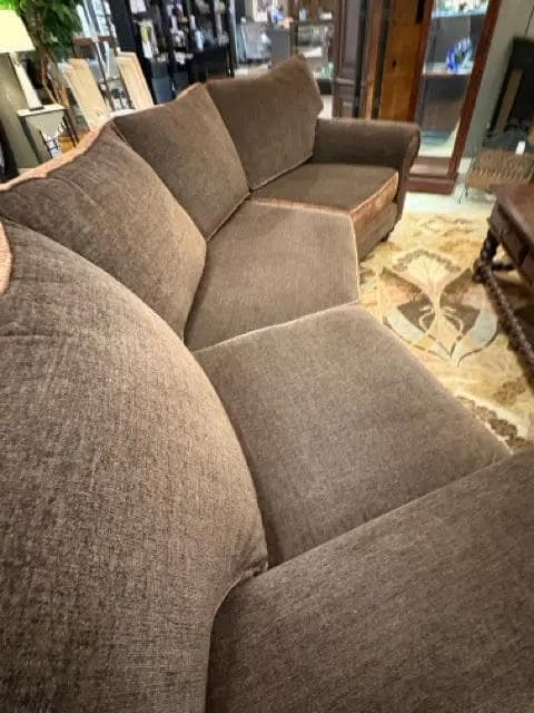 Brown Reversible Curved Conversation Sofa With Nailheads - Thumbnail 5