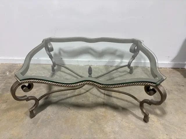 Glass Top Coffee Table With Metal Base - Image 1