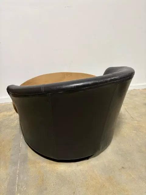 Ashley Oversized Swivel Brown Suede Faux Leather Accent Chair - Thumbnail 6