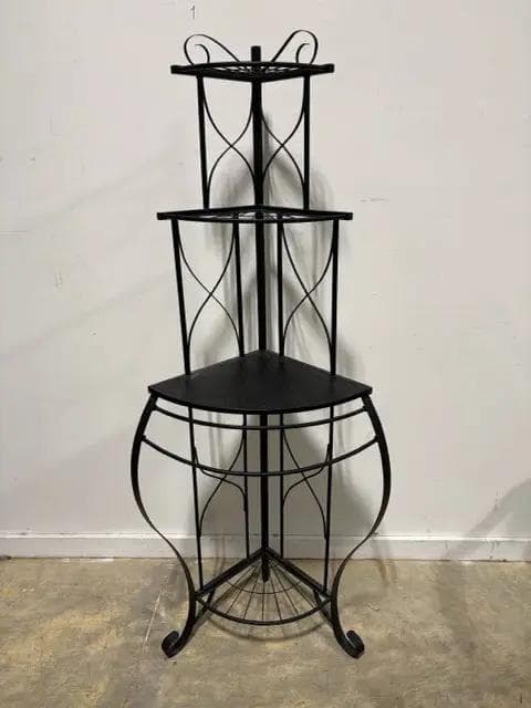 Black Metal Corner Bakers Rack Shelf - Image 1