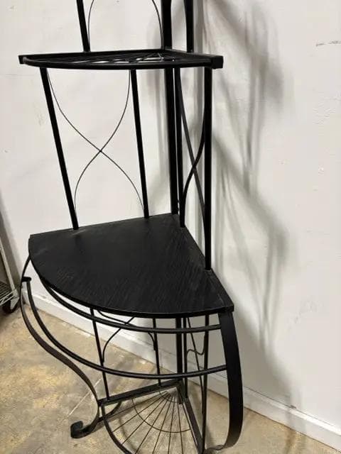 Black Metal Corner Bakers Rack Shelf - Thumbnail 2