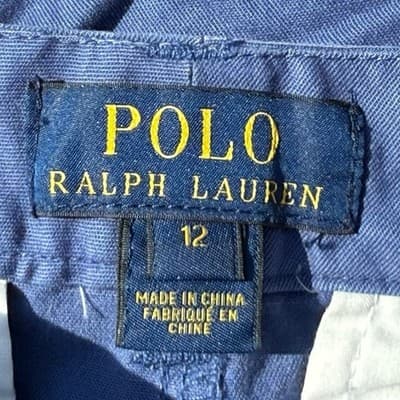Polo Ralph Lauren Boys Blue Chino Shorts Size 12 Cotton Stretch Flat Front - Thumbnail 4