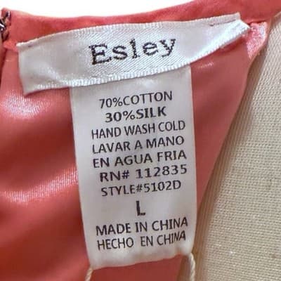 Esley Coral Halter Dress Womens Large NWT Cotton Silk Sleeveless Button Back - Thumbnail 7