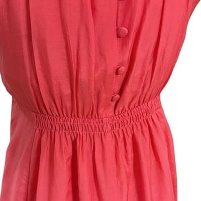 Esley Coral Halter Dress Womens Large NWT Cotton Silk Sleeveless Button Back - Thumbnail 6