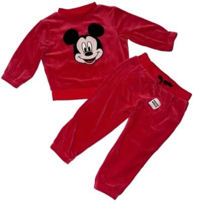 Disney Mickey Mouse Red Velour 2-Piece Set Size 24M Toddler Sweater & Pants - Image 1