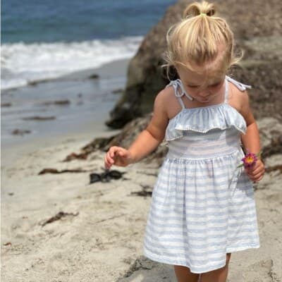 Vignette Girls Striped Cotton Sundress Size 10 - Grey/White - Image 1