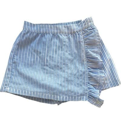 Mayoral Girls Blue White Striped Ruffle Skort Shorts Sz 6 116cm Preppy - Thumbnail 2