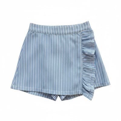 Mayoral Girls Blue White Striped Ruffle Skort Shorts Sz 6 116cm Preppy - Image 1