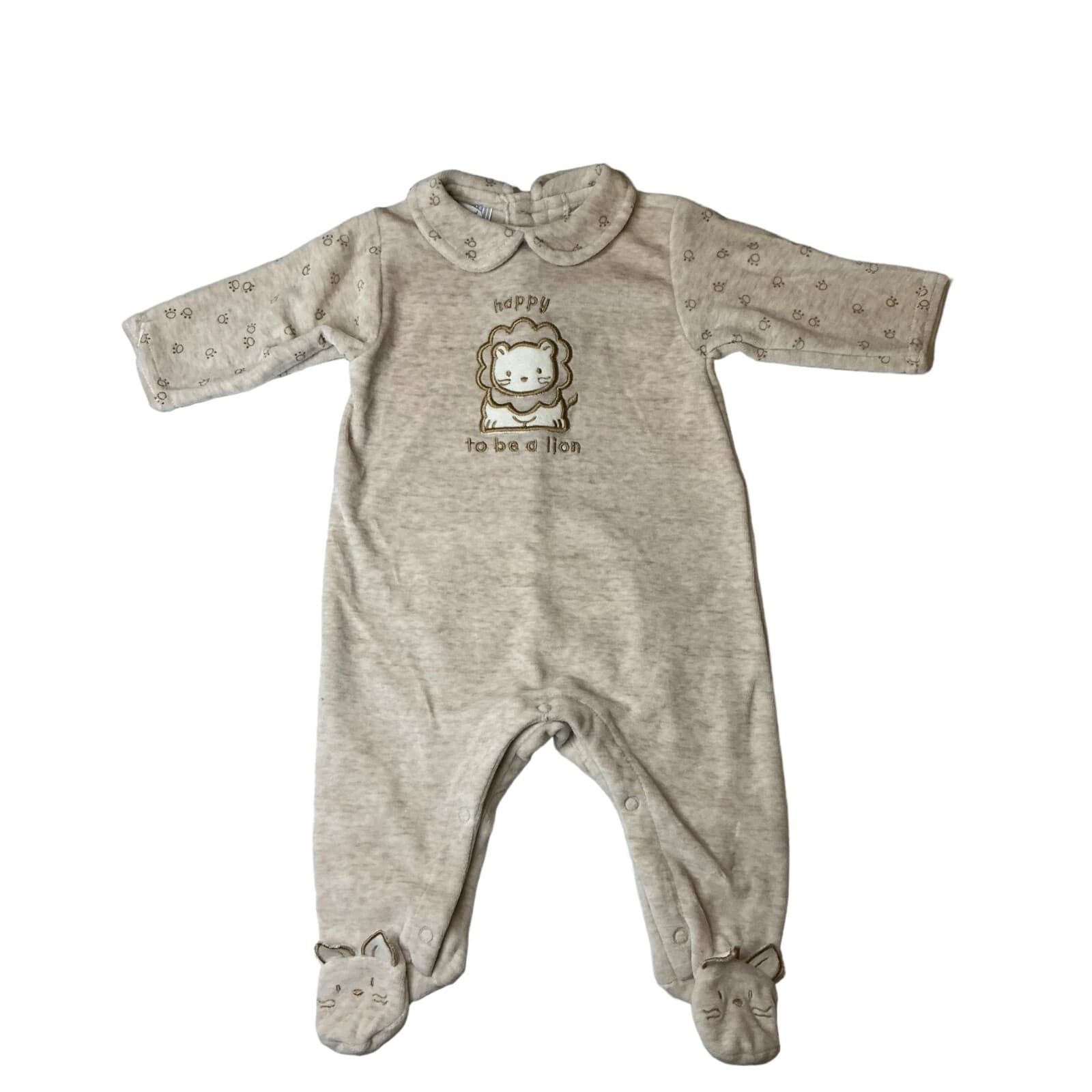 Baby Grand Vintage Velour Lion 3-6 Months Tan Cotton Blend - Image 1