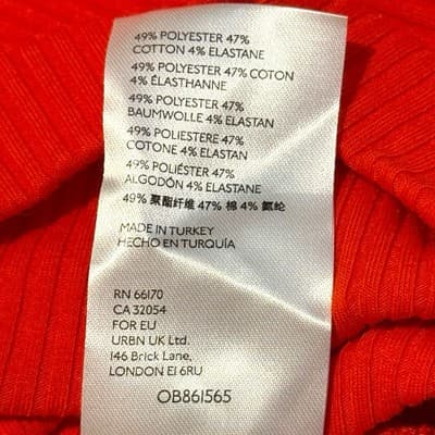 Free People Candy Red Ribbed Mock Neck Puff Sleeve Top Large NWT Stretch Fitted - Thumbnail 8