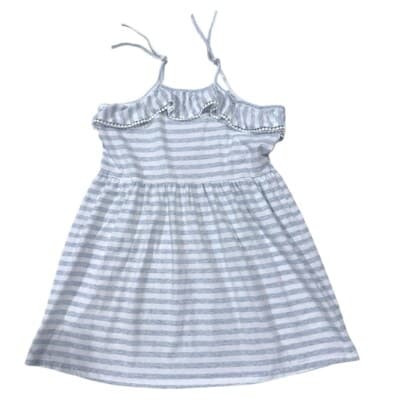 Vignette Girls Striped Cotton Sundress Size 10 - Grey/White - Thumbnail 2
