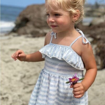 Vignette Girls Striped Cotton Sundress Size 10 - Grey/White - Thumbnail 4