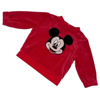 Disney Mickey Mouse Red Velour 2-Piece Set Size 24M Toddler Sweater & Pants - Thumbnail 2