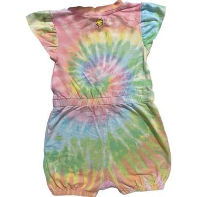 Disney Baby Minnie Mouse Tie-Dye Romper 18M Rainbow Castle Moon Snap Outfit - Thumbnail 3