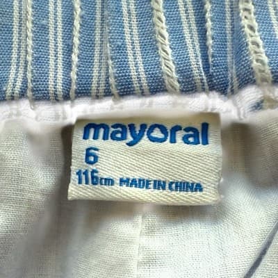 Mayoral Girls Blue White Striped Ruffle Skort Shorts Sz 6 116cm Preppy - Thumbnail 4