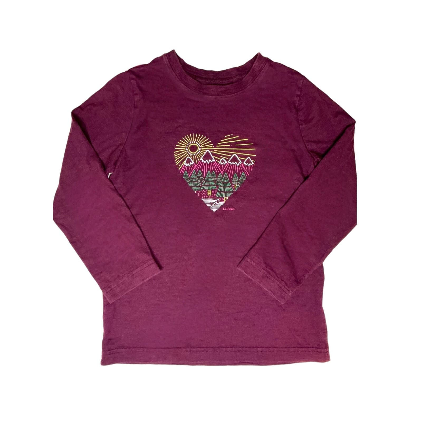 L.L. Bean Long Sleeve 6-7 T-Shirt Purple 100% Cotton - Image 1
