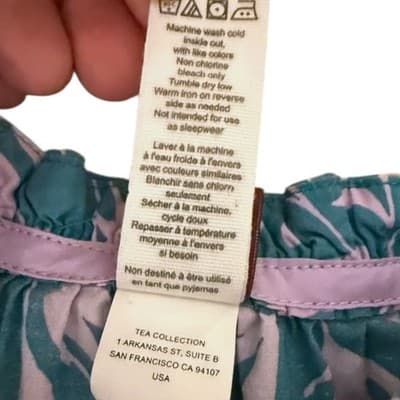 Tea Collection Girls Floral Dress Size 5 Teal Pink Ruffle Hem Cotton - Thumbnail 5