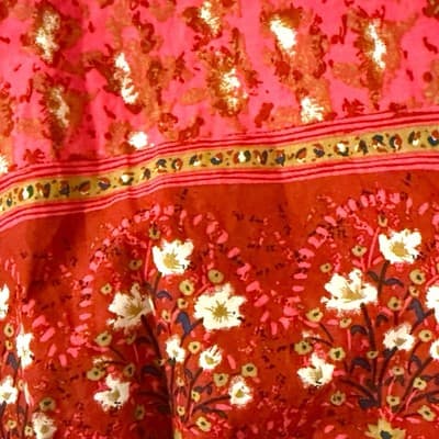 Joie Red Floral Ruffle Blouse M Boho Peasant Top Button Front Long Sleeve Cotton - Thumbnail 7