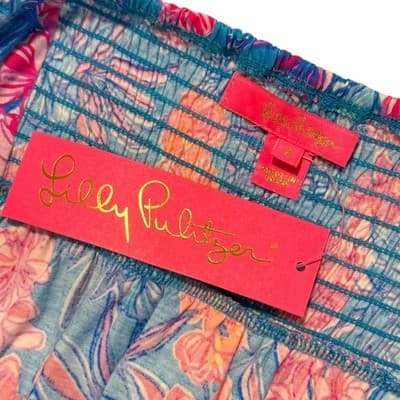 NWT Lilly Pulitzer Delaney Dress 8 Cumulus Blue Orchid Oasis Smocked Cotton - Thumbnail 6