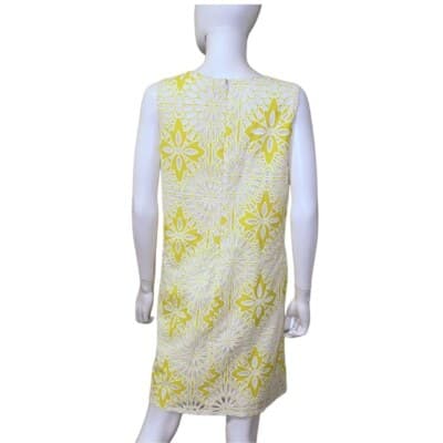 Anthropologie Weston Yellow and White Sheath Dress Large - Thumbnail 2