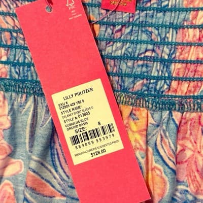 NWT Lilly Pulitzer Delaney Dress 8 Cumulus Blue Orchid Oasis Smocked Cotton - Thumbnail 7