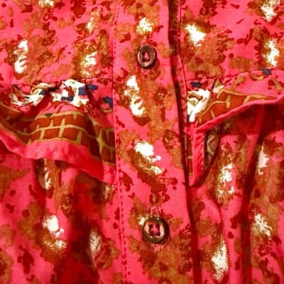 Joie Red Floral Ruffle Blouse M Boho Peasant Top Button Front Long Sleeve Cotton - Thumbnail 6