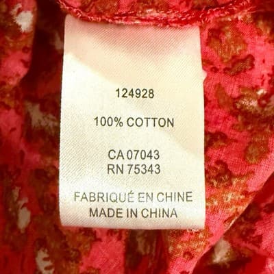 Joie Red Floral Ruffle Blouse M Boho Peasant Top Button Front Long Sleeve Cotton - Thumbnail 8