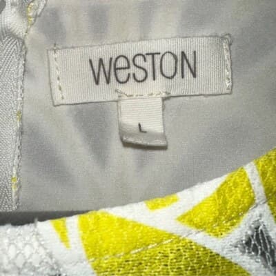 Anthropologie Weston Yellow and White Sheath Dress Large - Thumbnail 4