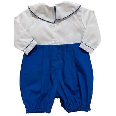 Vintage Petit Ami Baby Boy Romper 6M Blue White Bow Tie Turtle Embroidery - Thumbnail 4
