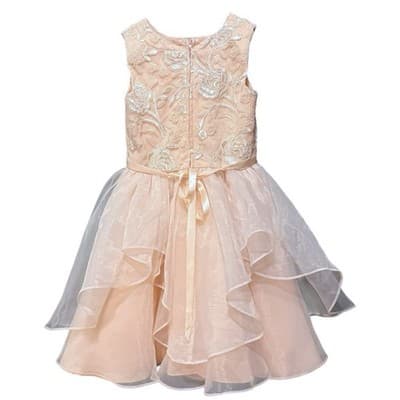 Rare Editions Girls Blush Flower Girl Dress Size 10 Embroidered Tulle Fit Flare - Thumbnail 3