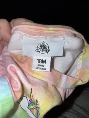 Disney Baby Minnie Mouse Tie-Dye Romper 18M Rainbow Castle Moon Snap Outfit - Thumbnail 6