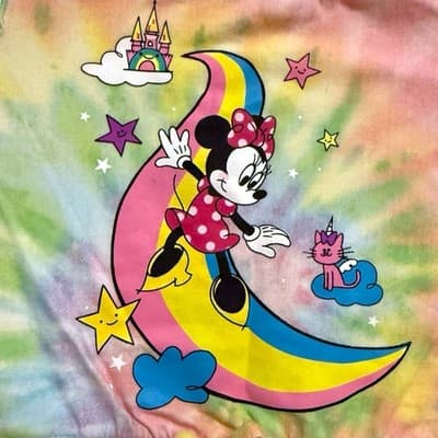 Disney Baby Minnie Mouse Tie-Dye Romper 18M Rainbow Castle Moon Snap Outfit - Thumbnail 2