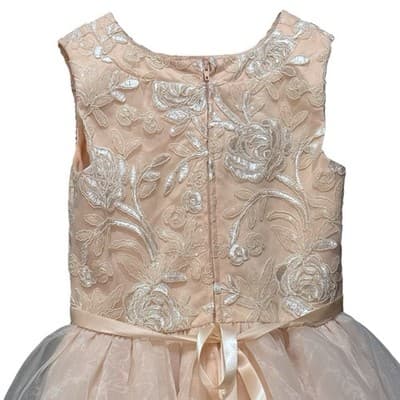 Rare Editions Girls Blush Flower Girl Dress Size 10 Embroidered Tulle Fit Flare - Thumbnail 4