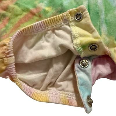 Disney Baby Minnie Mouse Tie-Dye Romper 18M Rainbow Castle Moon Snap Outfit - Thumbnail 5