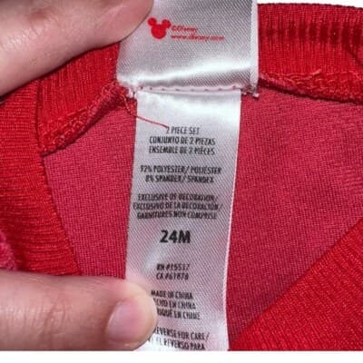 Disney Mickey Mouse Red Velour 2-Piece Set Size 24M Toddler Sweater & Pants - Thumbnail 7