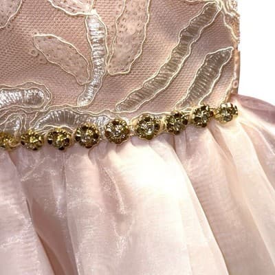 Rare Editions Girls Blush Flower Girl Dress Size 10 Embroidered Tulle Fit Flare - Thumbnail 5