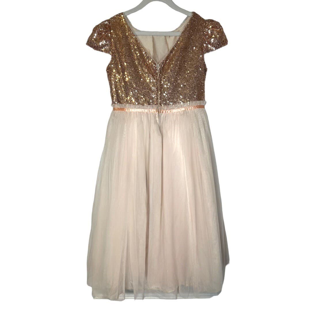 Girls Kids Dream Sequin & Tulle Dress 9/10 Rose Gold & Pink - Thumbnail 2