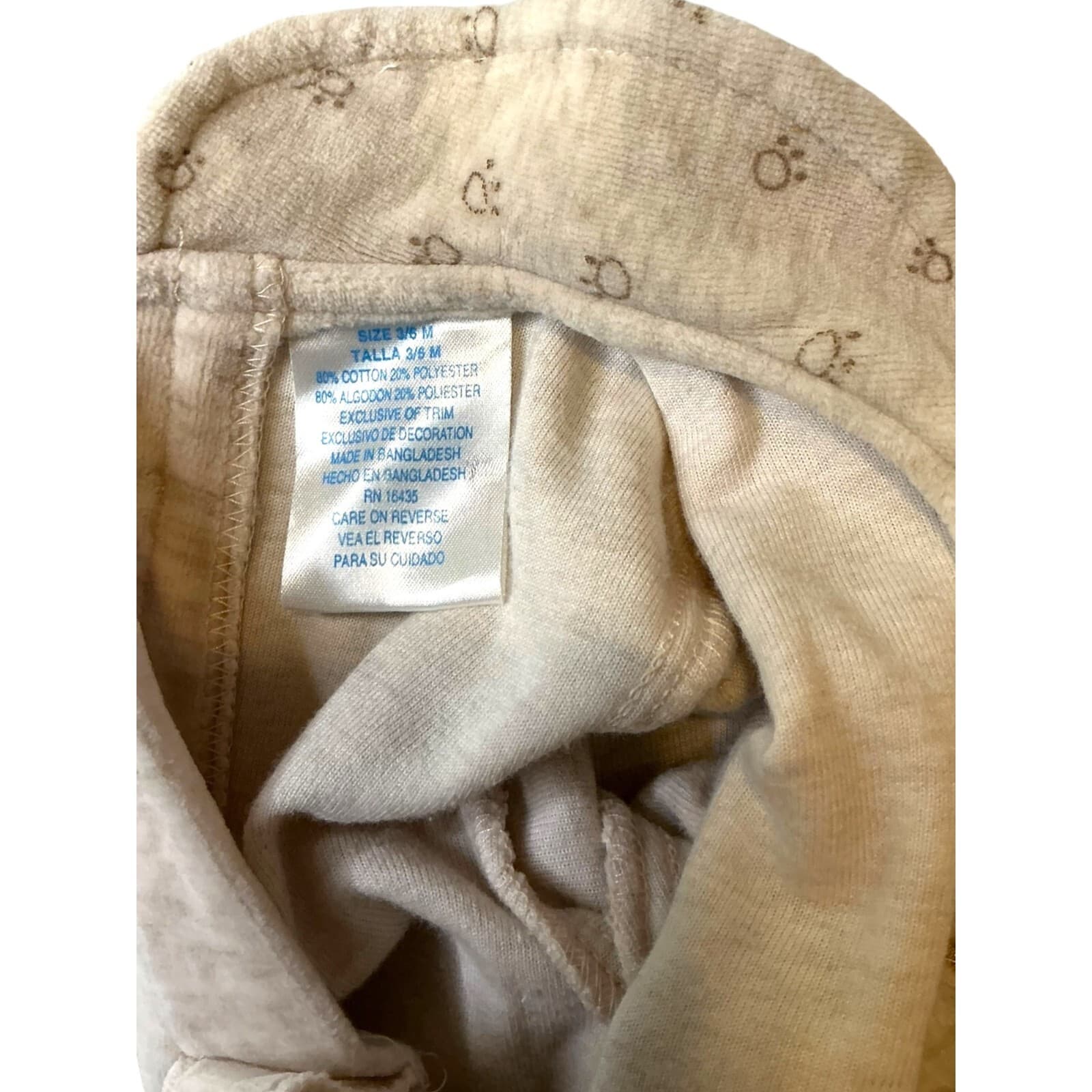 Baby Grand Vintage Velour Lion 3-6 Months Tan Cotton Blend - Thumbnail 4