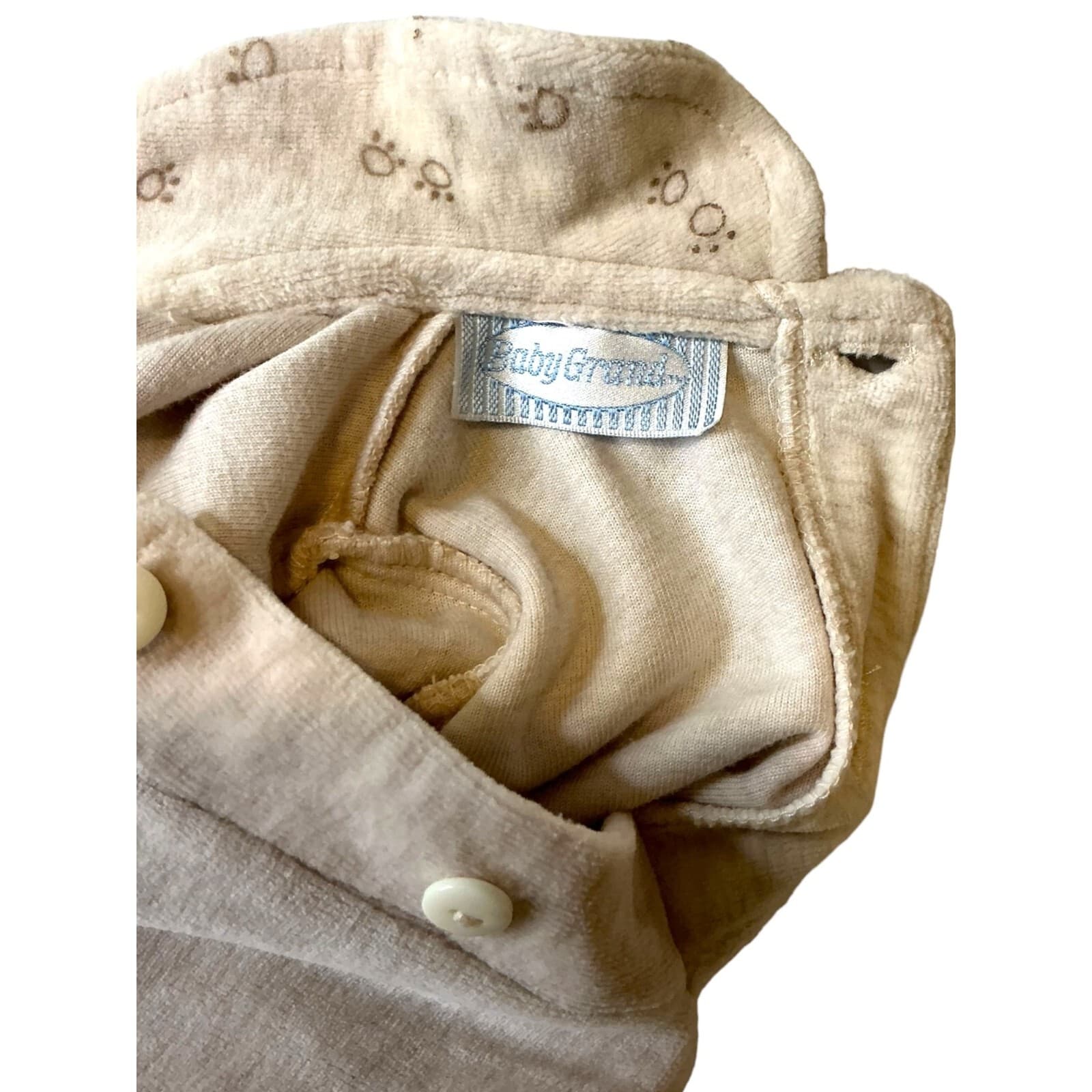 Baby Grand Vintage Velour Lion 3-6 Months Tan Cotton Blend - Thumbnail 3