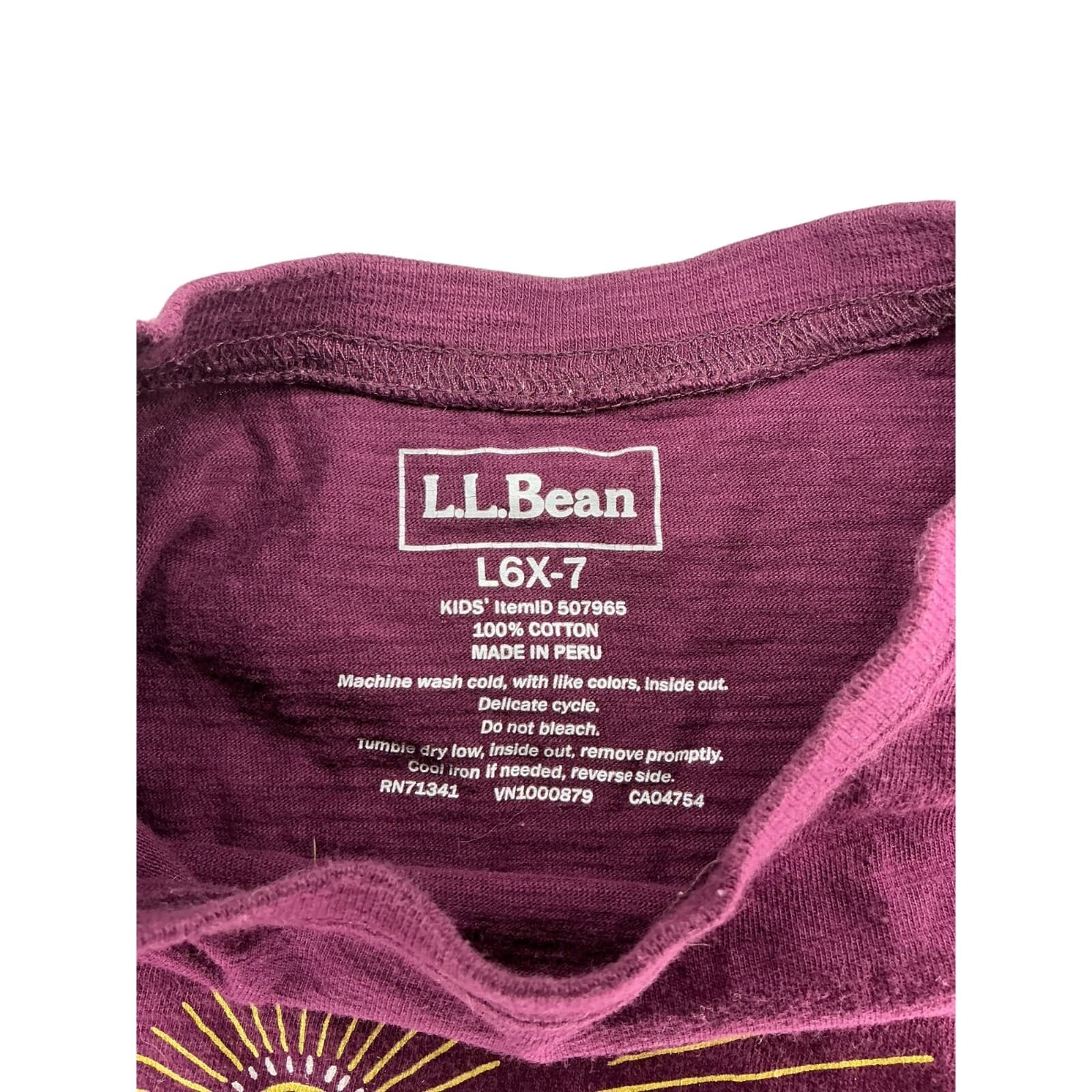 L.L. Bean Long Sleeve 6-7 T-Shirt Purple 100% Cotton - Thumbnail 2
