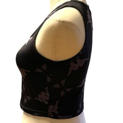 Kappa Logo Print Crop Tank Top Women’s M Black Y2K Streetwear Athletic - Thumbnail 2