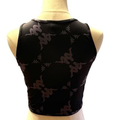 Kappa Logo Print Crop Tank Top Women’s M Black Y2K Streetwear Athletic - Thumbnail 3
