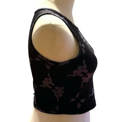 Kappa Logo Print Crop Tank Top Women’s M Black Y2K Streetwear Athletic - Thumbnail 4