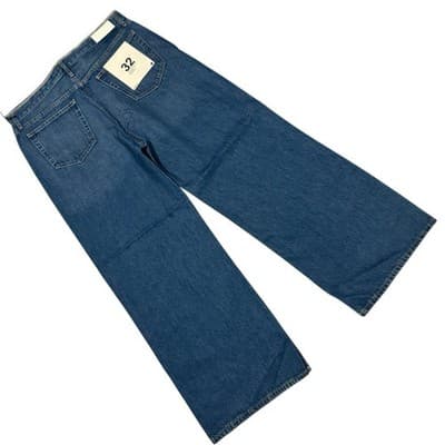 RE/DONE Crystal Bay Fade Low Rider Loose Jeans Rhinestone Waistband Size 32 NWT - Thumbnail 4