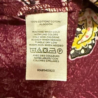 LOFT Women’s Blouse Large Eggplant Purple Floral Ruffle Sleeves Boho Cotton Top - Thumbnail 5