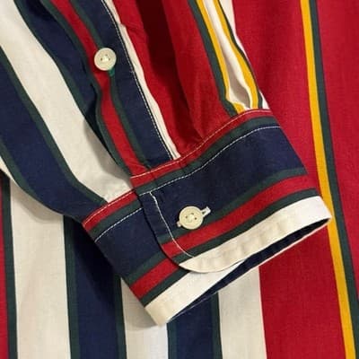 Vintage Tommy Hilfiger long sleeve button down Shirt 90s Vertical Stripe - Thumbnail 4