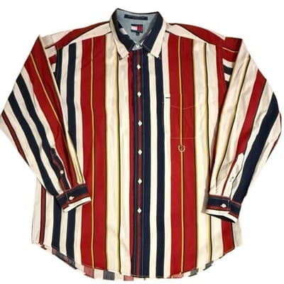 Vintage Tommy Hilfiger long sleeve button down Shirt 90s Vertical Stripe