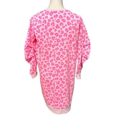 Cabana by Crown & Ivy Women’s Pink Leopard Print Sweatshirt Dress Size L NWT - Thumbnail 3