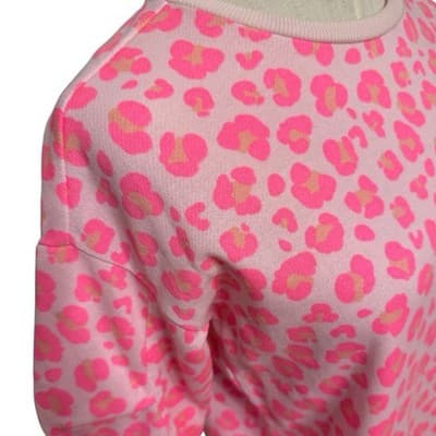 Cabana by Crown & Ivy Women’s Pink Leopard Print Sweatshirt Dress Size L NWT - Thumbnail 5