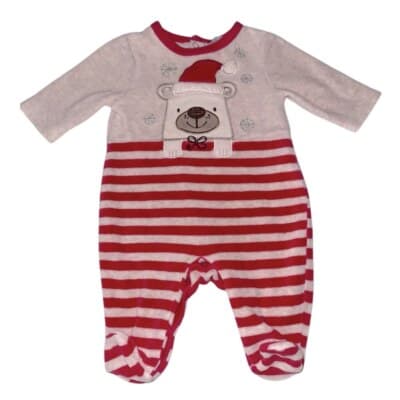 Vintage Zip Zap Infant Christmas Polar Bear Footed Romper - Size 1M - Image 1